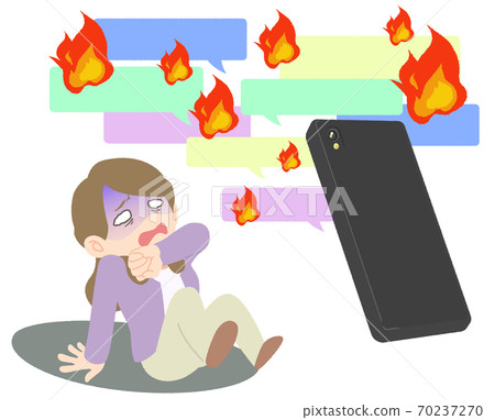 A woman who is frightened by the internet and turns pale-Image illustration A woman who is frightened by the internet and turns pale-Image illustration 70237270