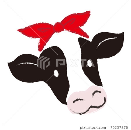 2021 New Year's card material for the year of the ox Cute illustration of a cow A cow with a hand-painted ribbon 2021 New Year's card material for the year of the ox Cute illustration of a cow A cow with a hand-painted ribbon 70237876