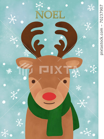 A warm hand-painted Christmas reindeer greeting card A warm hand-painted Christmas reindeer greeting card 70237907