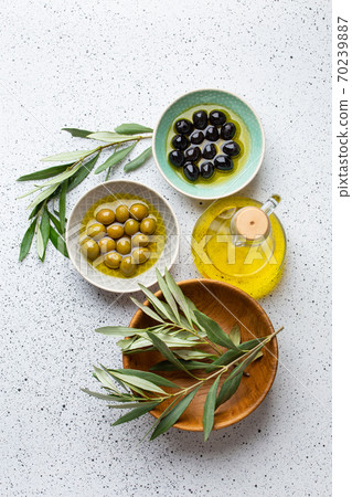 Ingredients and appetizers for Italian or mediterranean meal 70239887