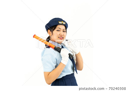 Policewoman who controls traffic 70240308
