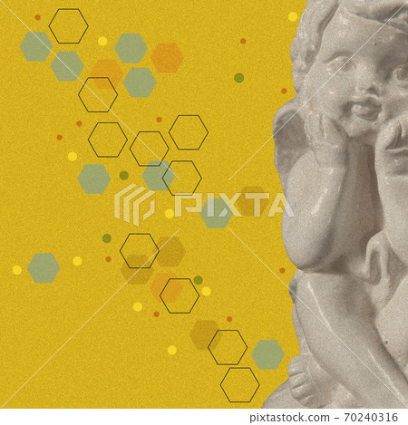 Art collage with antique sculpture of Cupid and numbers, geometric shapes. Beauty, fashion and health theme. Science, research, discovery, technology concept. Zine culture. Pop art style. Art collage with antique sculpture of Cupid and numbers, geometric shapes. Beauty, fashion and health theme. Science, research, discovery, technology concept. Zine culture. Pop art style. 70240316