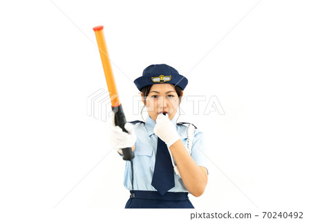 Policewoman who controls traffic Policewoman who controls traffic 70240492