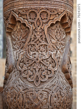 Carved wooden column, Uzbekistan 70241071
