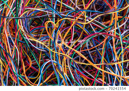 Pile of scrap cable, recycling industry 70241554