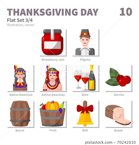 Thanksgiving Day icons set, Flat, vector and... - Stock Illustration ...