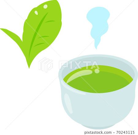 Green tea and tea leaves in a teacup Green tea and tea leaves in a teacup 70243115