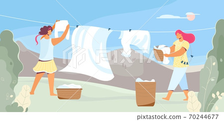 Drying Clothes Flat Composition 70244677