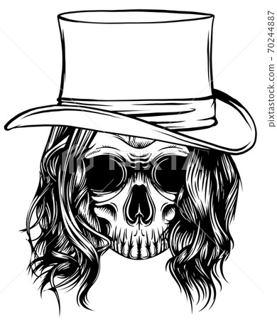 skull wearing fedora