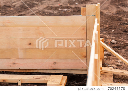 Wooden formwork for new house strip foundation Wooden formwork for new house strip foundation 70245578