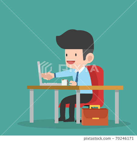 businessman shaking hand agreement online businessman shaking hand agreement online 70246171