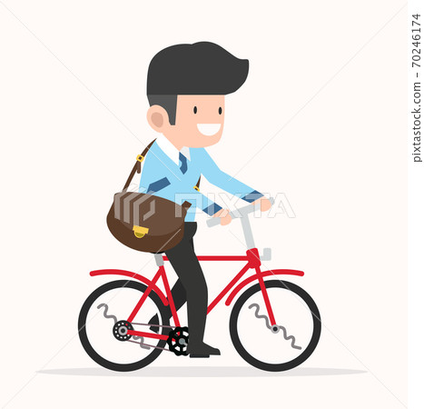 Businessman cycling to work cartoon Businessman cycling to work cartoon 70246174