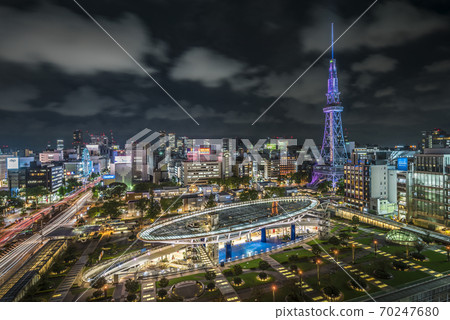 愛知縣名古屋市容綠洲21電視塔夜景 70247680