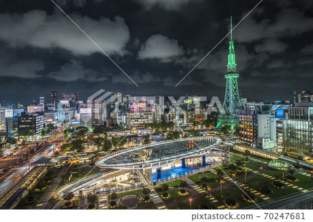 Aichi Prefecture Nagoya cityscape Oasis 21 TV tower night view 70247681