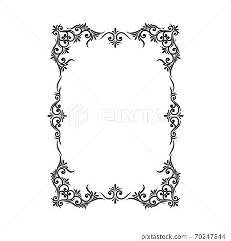 Ornamental Black Frame with Filigree Swirls Vector Clipart Ornamental Black Frame with Filigree Swirls Vector Clipart 70247844