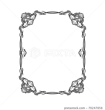 Rectangular Black Frame with Filigree Swirls Vector Clipart Rectangular Black Frame with Filigree Swirls Vector Clipart 70247858