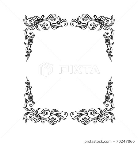Ornamental Black Frame with Filigree Swirls Vector Clipart Ornamental Black Frame with Filigree Swirls Vector Clipart 70247860