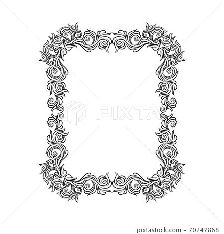 Black Ornate Frame with Filigree Swirls Vector Clipart Black Ornate Frame with Filigree Swirls Vector Clipart 70247868