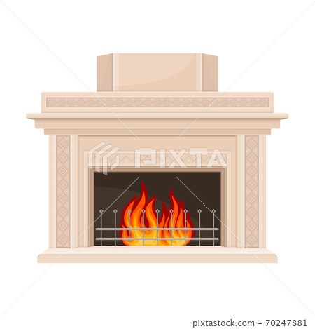 Stone Fireplace Or Hearth With Mantelpiece And Stock Illustration 70247881 Pixta