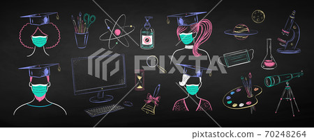 New normal education objects and characters 70248264