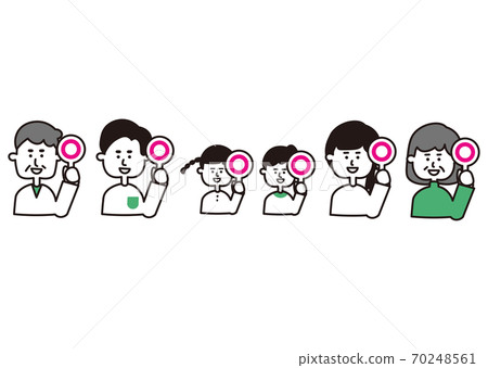 Family three generations upper body round tag - Stock Illustration ...