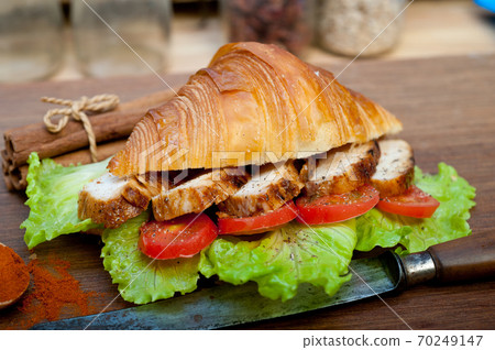 savory croissant brioche bread with chicken breast savory croissant brioche bread with chicken breast 70249147