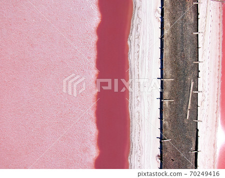 Crimean Sasyk-Sivash red salt lake aerial lanscape 70249416