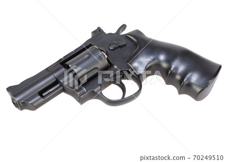 lock and load revolver with ammunition in cylinder isolated on white lock and load revolver with ammunition in cylinder isolated on white 70249510
