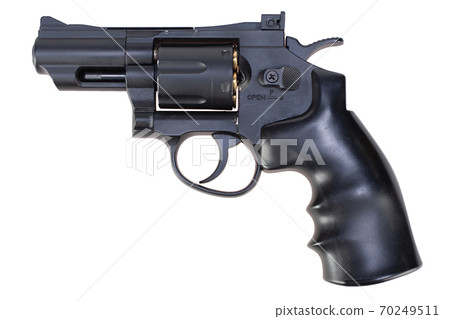 lock and load revolver with ammunition in cylinder isolated on white lock and load revolver with ammunition in cylinder isolated on white 70249511
