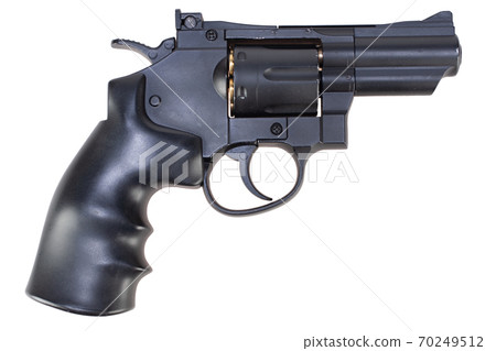 lock and load revolver with ammunition in cylinder isolated on white lock and load revolver with ammunition in cylinder isolated on white 70249512