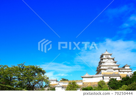 National treasure Himeji Castle scenery that shines in the blue sky 70250444