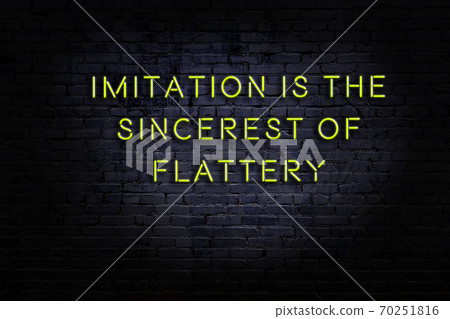 Wise quote. Neon inscription against brick wall 70251816