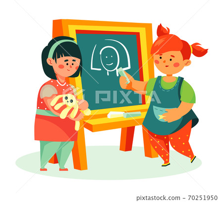 Children drawing - colorful flat design style illustration Children drawing - colorful flat design style illustration 70251950
