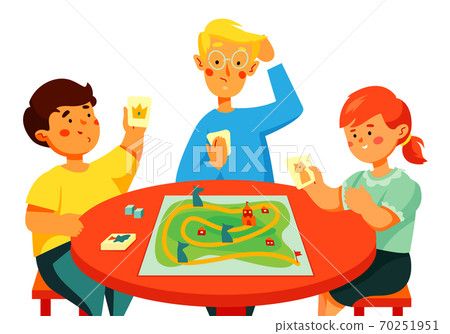 Children playing a board game - colorful flat design style illustration 70251951