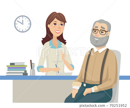 Senior man talking with a doctor - flat design style illustration 70251952