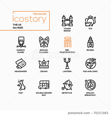 The UK - modern line design style icons set - Stock Illustration ...