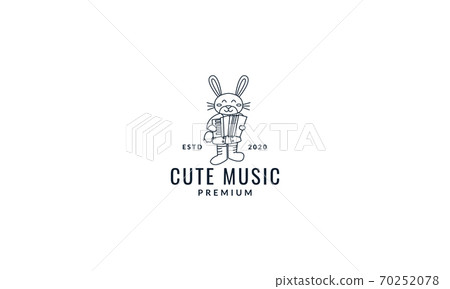 rabbit or bunny play Accordion line cartoon vector illustration 70252078