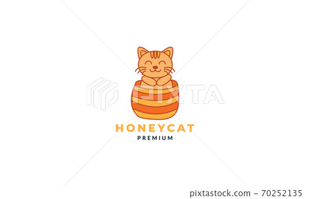 cat or kitty or kitten or pet hiding cute cartoon logo icon illustration vector 70252135