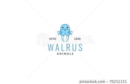 walrus or seal head face smile cute  logo icon illustration vector 70252151