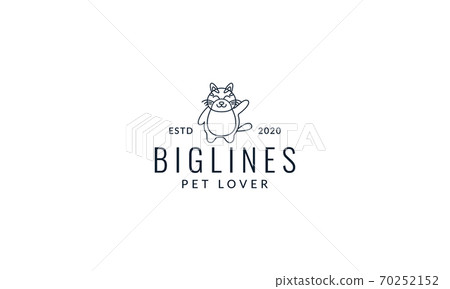 cat or kitty or kitten or pet fat line cute  logo icon illustration vector 70252152