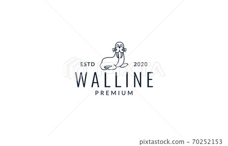 walrus or seal smile line cute logo icon illustration vector walrus or seal smile line cute logo icon illustration vector 70252153