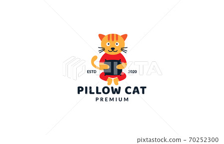 illustration cute cartoon cat with pillow flat logo icon vector illustration cute cartoon cat with pillow flat logo icon vector 70252300