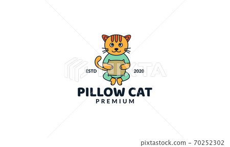 illustration cute cartoon cat with pillow abstract logo icon vector illustration cute cartoon cat with pillow abstract logo icon vector 70252302