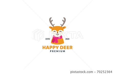 modern cartoon smile deer or moose or antelope or elk head logo icon vector 70252364