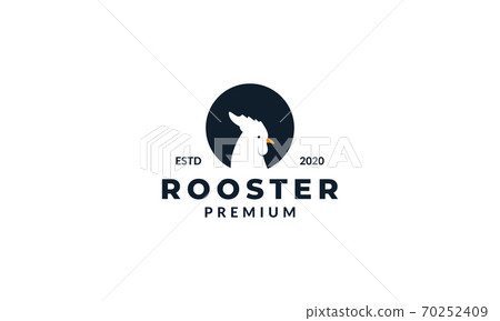 rooster head silhouette on circle logo design rooster head silhouette on circle logo design 70252409