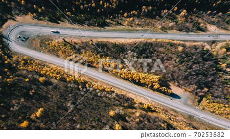 Beautiful road in the autumn forest 70253882