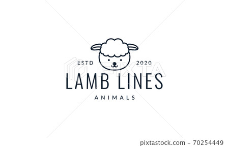 sheep or goat head line smile cute cartoon logo vector  illustration 70254449