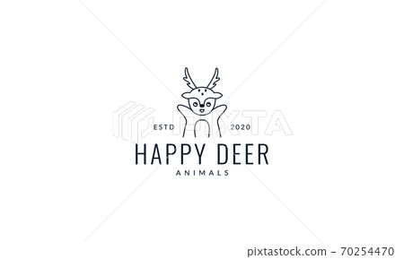 deer hand up line cute cartoon logo vector  illustration 70254470