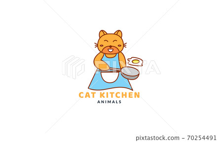 cat or kitty or kitten or pet cooking on... - Stock Illustration [70254491]  - PIXTA