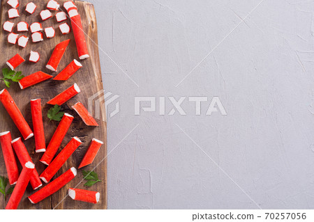 Crab sticks from fish protein 70257056